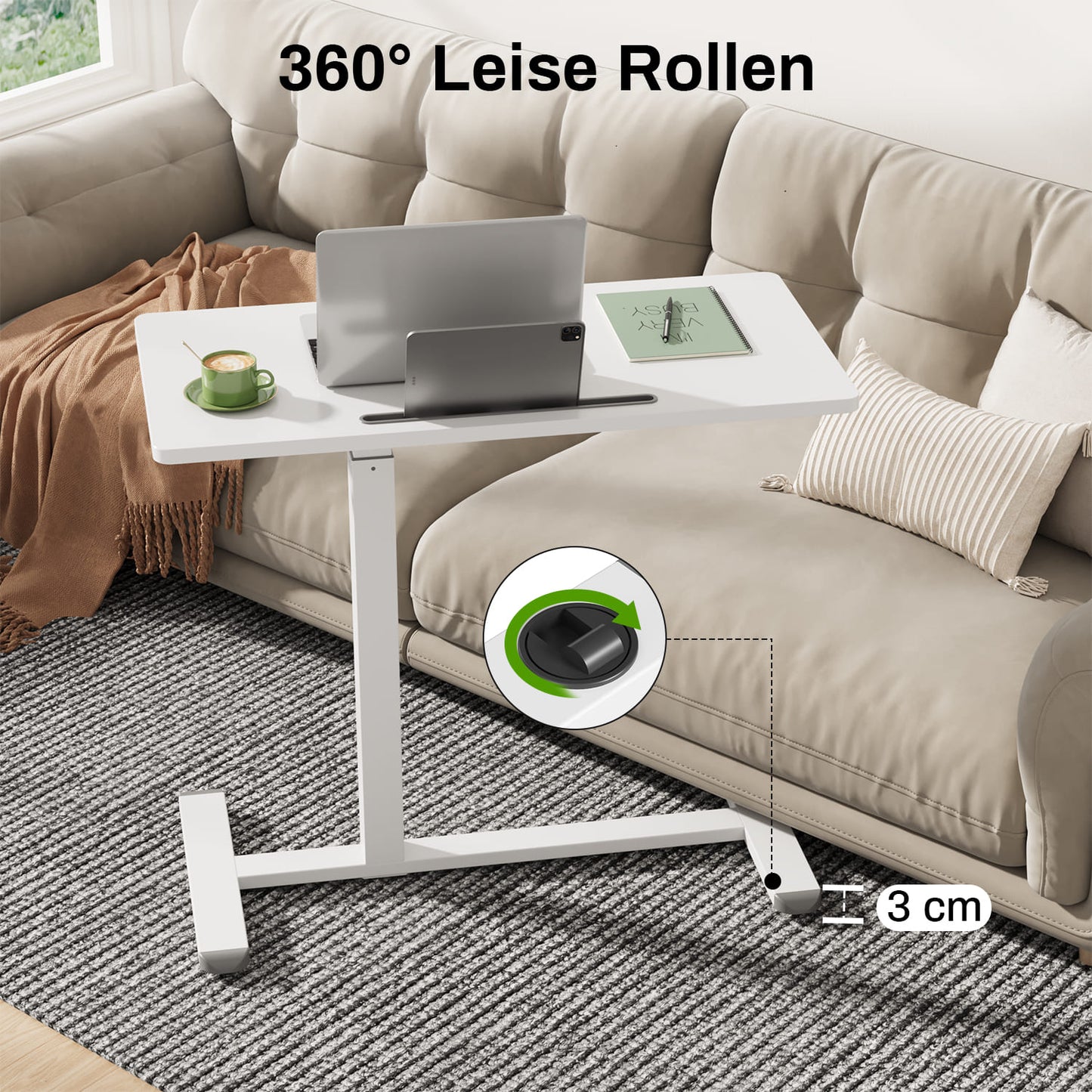 M1 Mobiler Höhenverstellbarer Schreibtisch Rollschreibtisch verstellbarer Stehschreibtisch