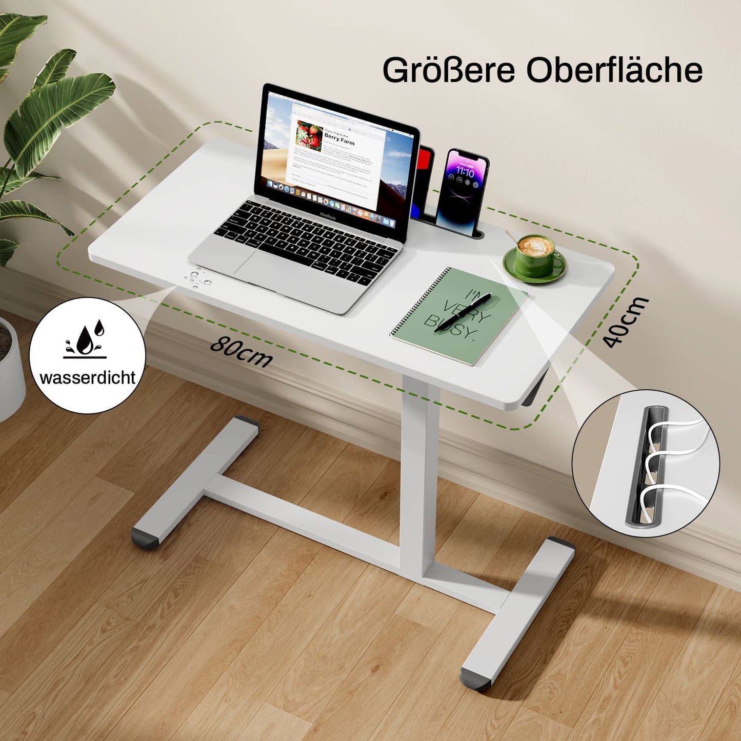 M1 Mobiler Höhenverstellbarer Schreibtisch Rollschreibtisch verstellbarer Stehschreibtisch