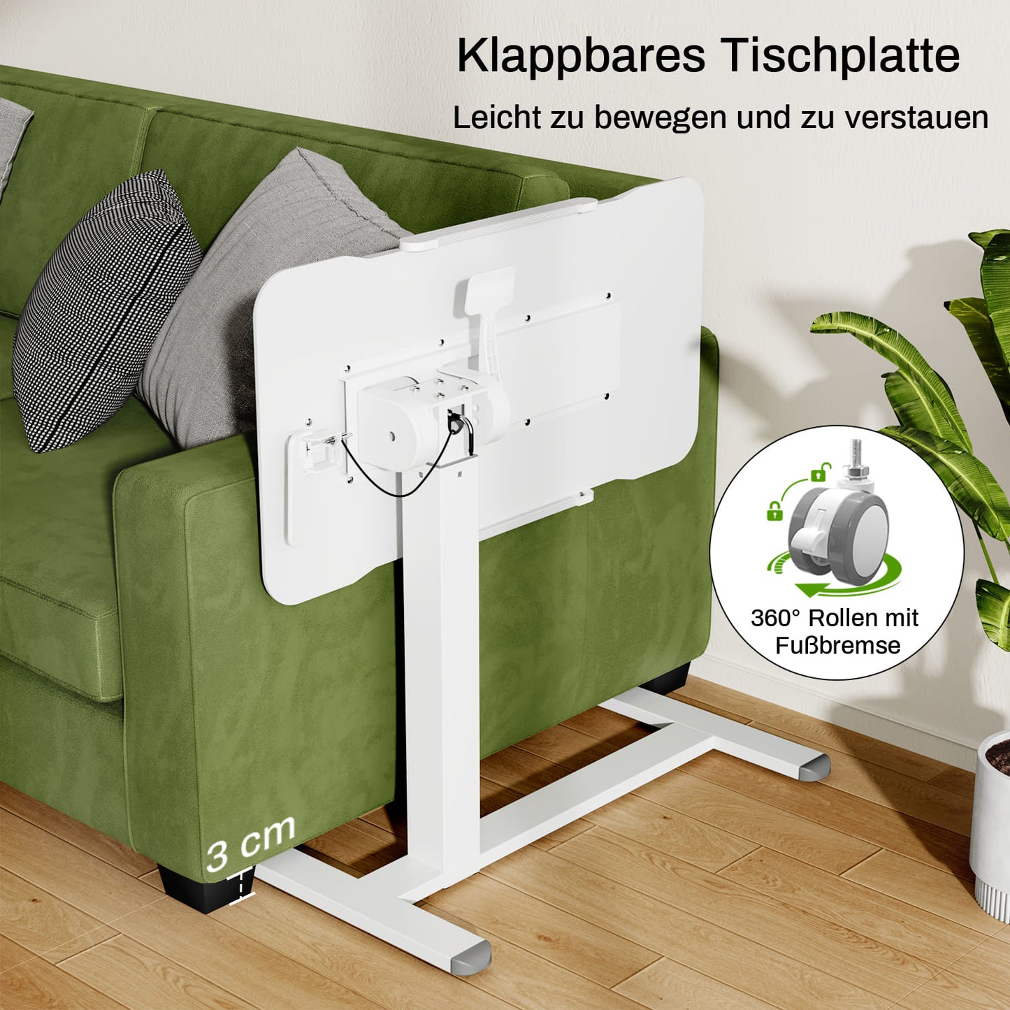 M1 Pro Rolltisch mobiler Stehschreibtisch 180° neigbar Nachttisch tragbarer Computertisch
