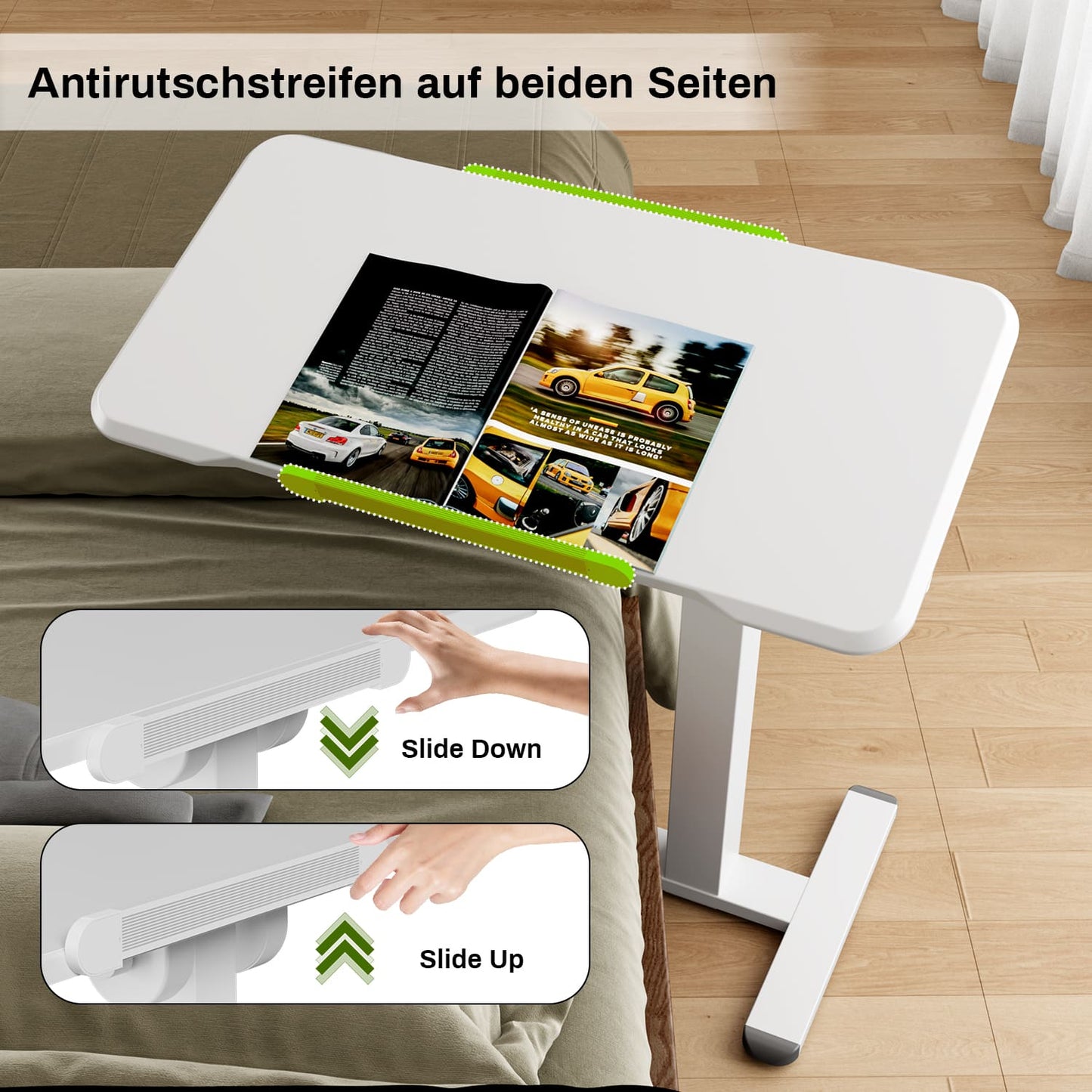 M1 Pro Rolltisch mobiler Stehschreibtisch 180° neigbar Nachttisch tragbarer Computertisch