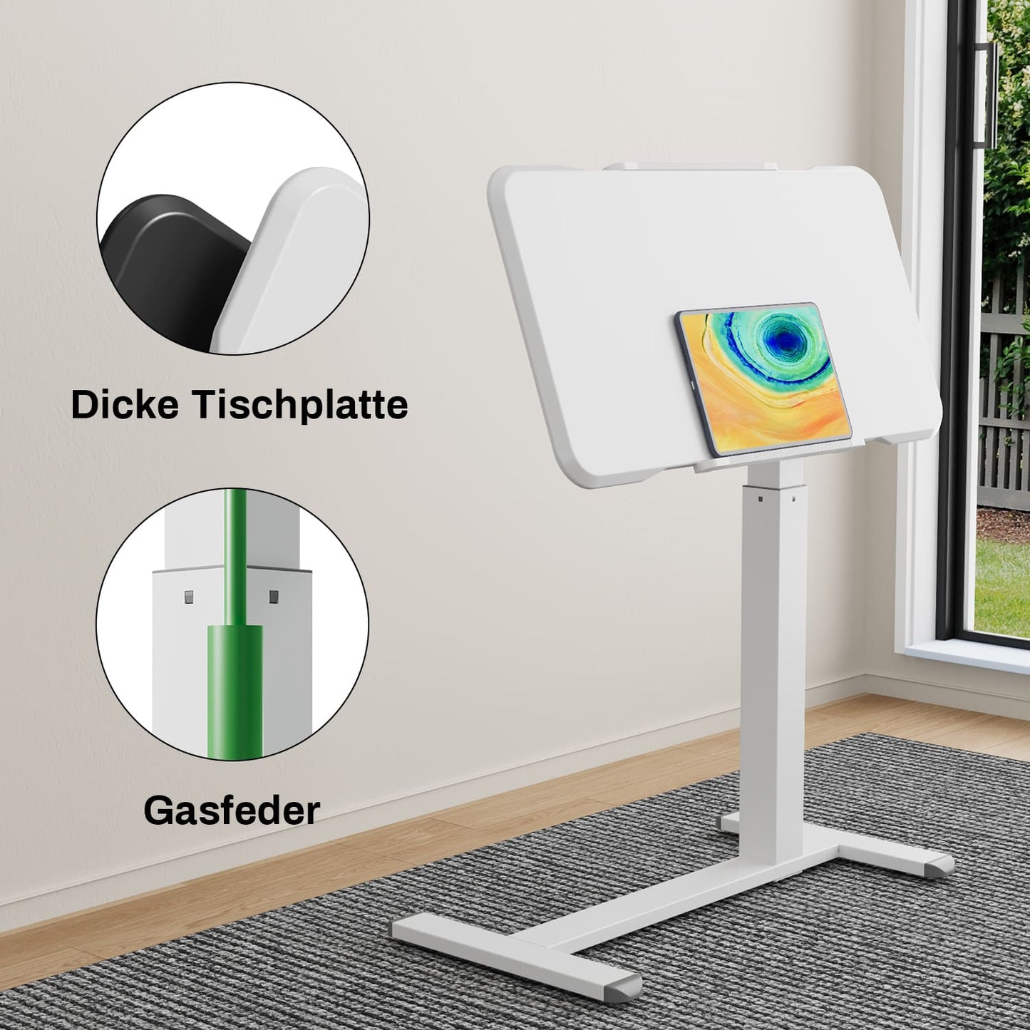 M1 Pro Rolltisch mobiler Stehschreibtisch 180° neigbar Nachttisch tragbarer Computertisch