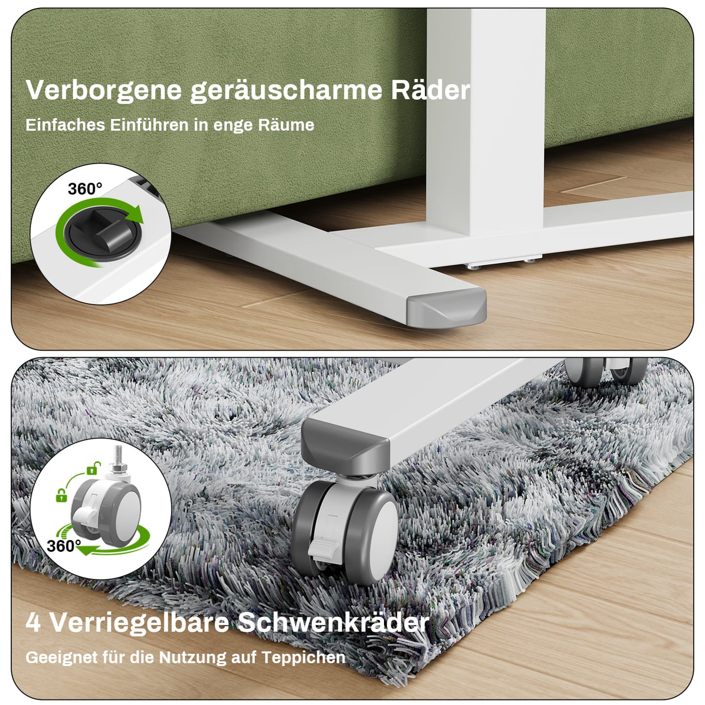 M1 Pro Rolltisch mobiler Stehschreibtisch 180° neigbar Nachttisch tragbarer Computertisch