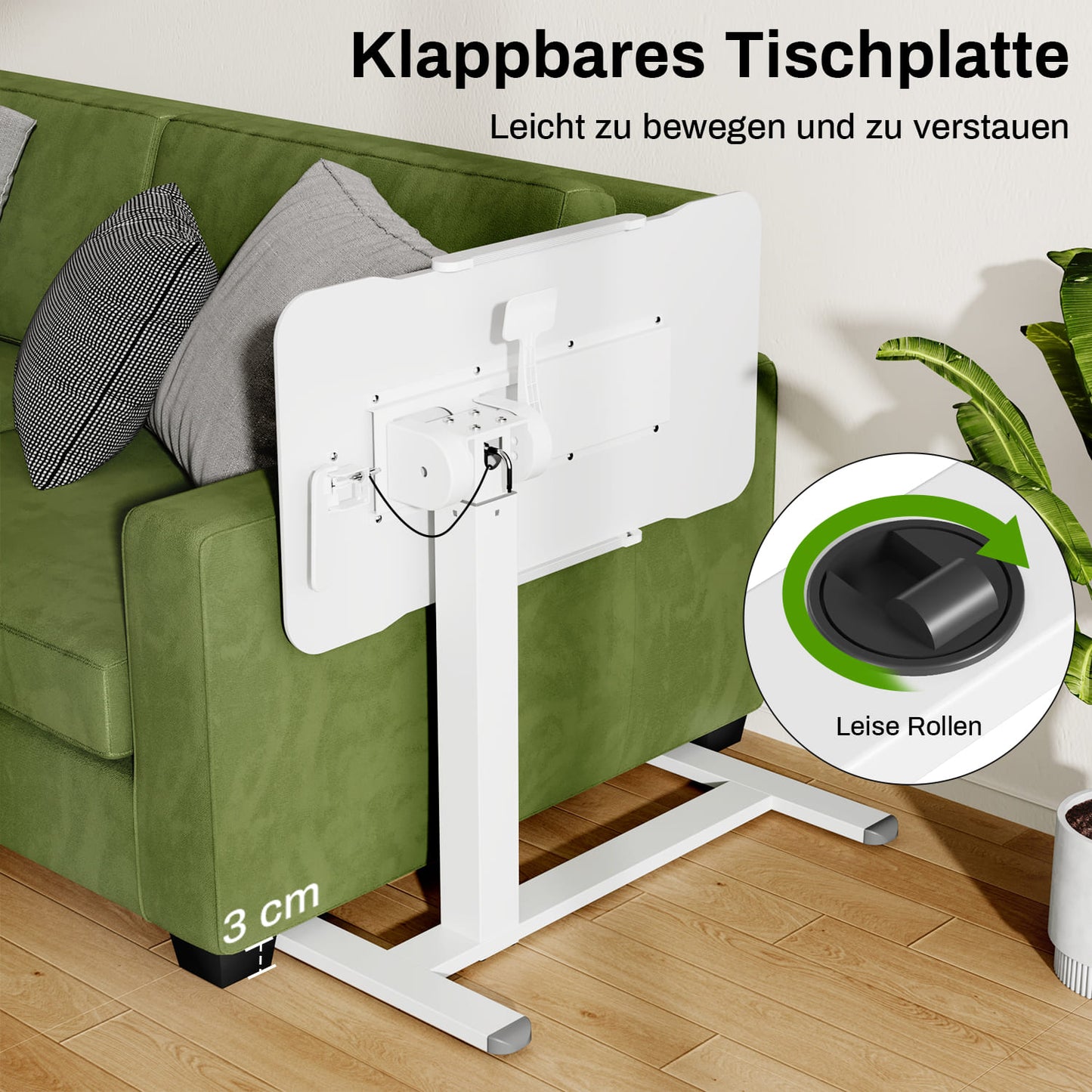 M1 Pro Rolltisch mobiler Stehschreibtisch 180° neigbar Nachttisch tragbarer Computertisch