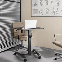 M2 Höhenverstellbarer Schreibtisch pneumatischer Computertisch mit Rollen und Haken