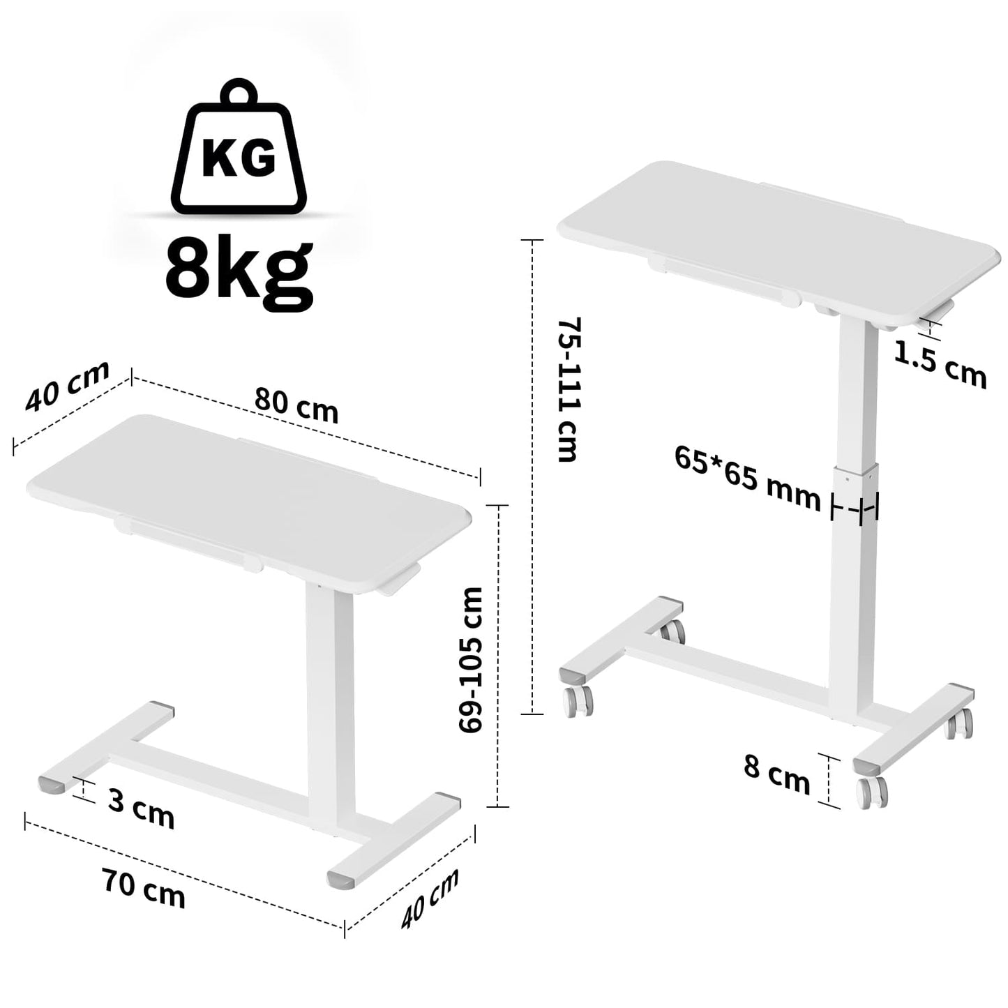 M1 Pro Rolltisch mobiler Stehschreibtisch 180° neigbar Nachttisch tragbarer Computertisch