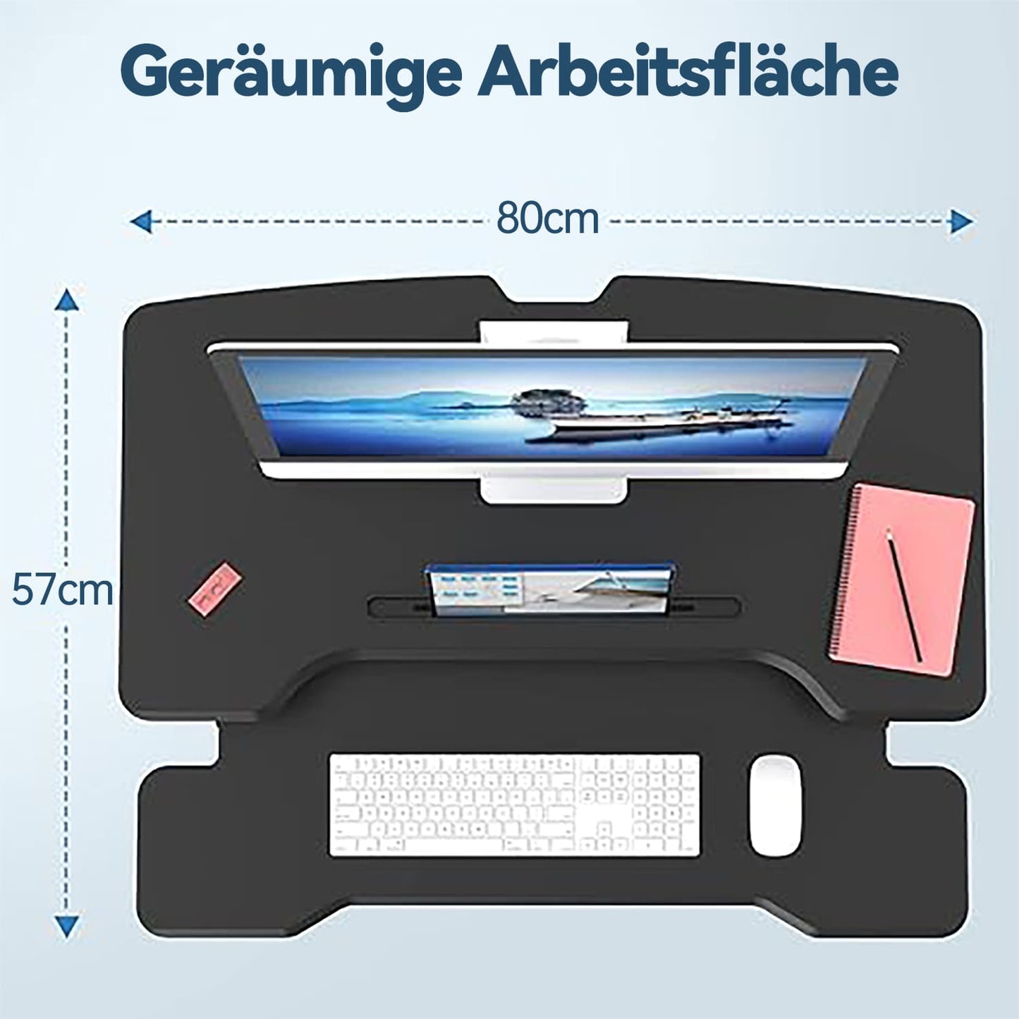 80cm Steh Sitz Schreibtisch Zweistufige Ergonomische Stehpult mit Tastaturablage 15KG Kapazität