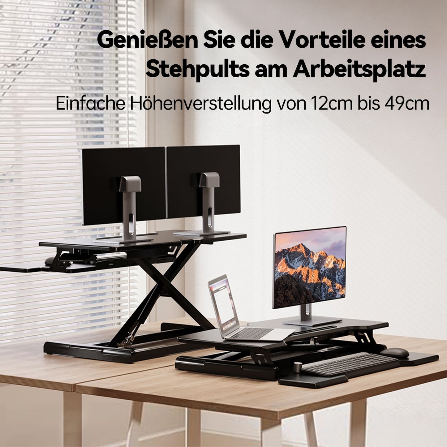 80cm Steh Sitz Schreibtisch Zweistufige Ergonomische Stehpult mit Tastaturablage 15KG Kapazität