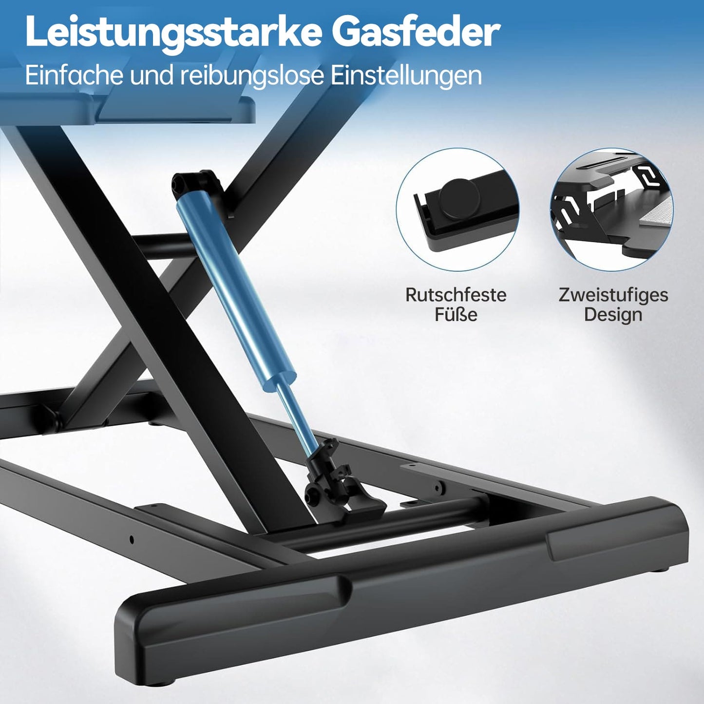 80cm Steh Sitz Schreibtisch Zweistufige Ergonomische Stehpult mit Tastaturablage 15KG Kapazität