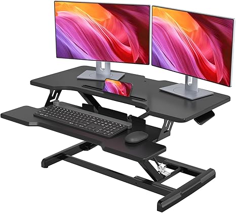 80cm Steh Sitz Schreibtisch Zweistufige Ergonomische Stehpult mit Tastaturablage 15KG Kapazität