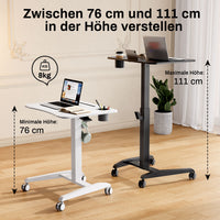 M2 Höhenverstellbarer Schreibtisch pneumatischer Computertisch mit Rollen und Haken