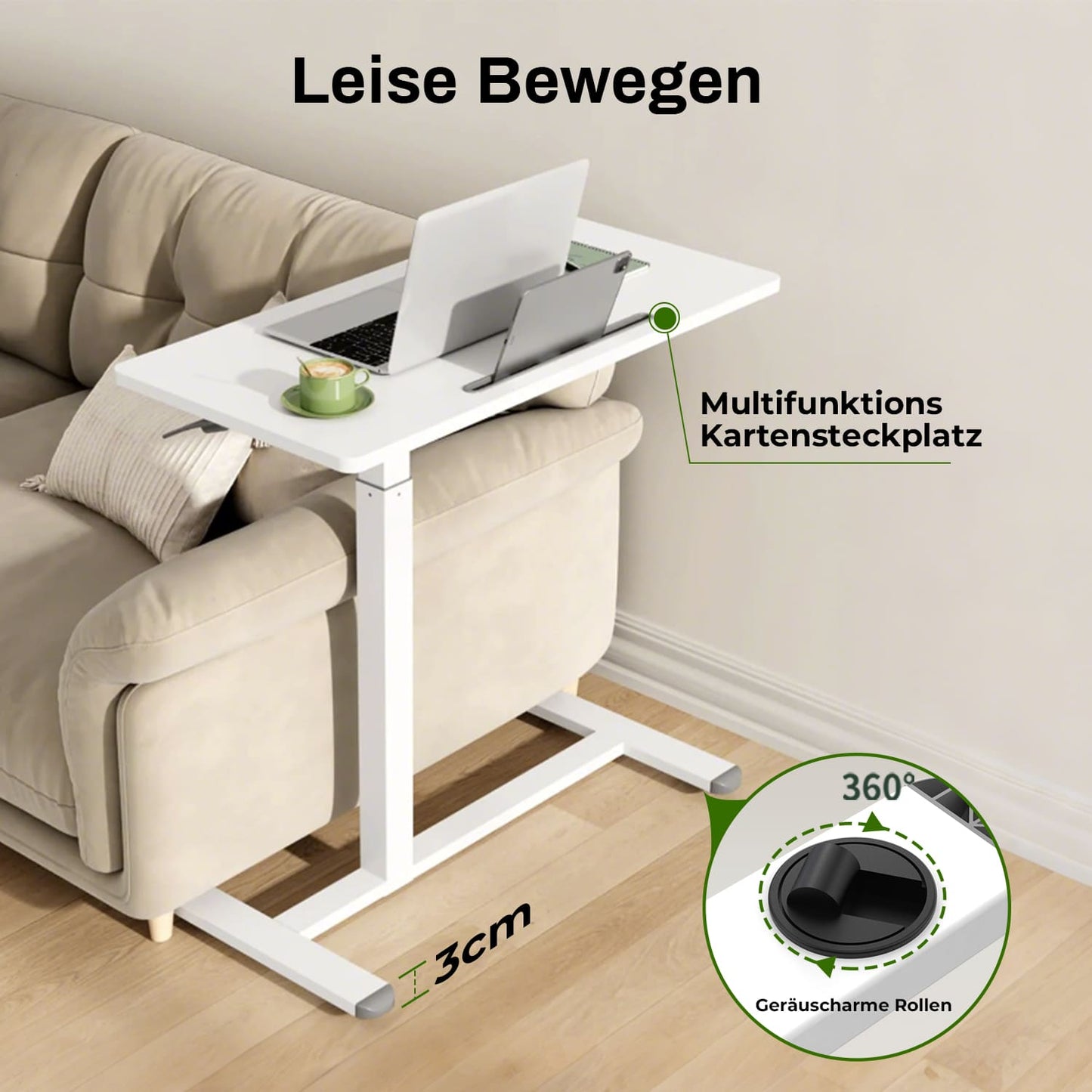 M1 Mobiler Höhenverstellbarer Schreibtisch Rollschreibtisch verstellbarer Stehschreibtisch