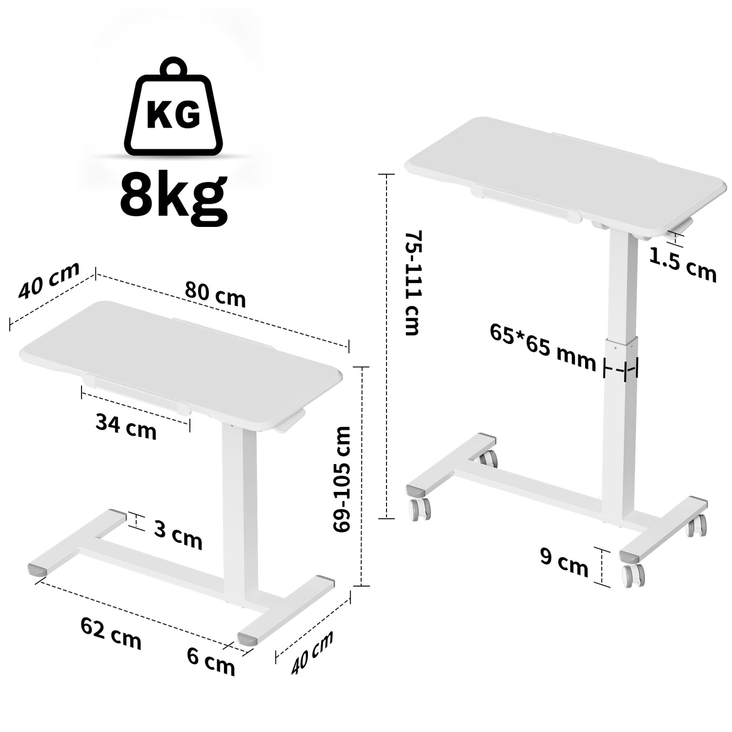 M1 Pro Rolltisch mobiler Stehschreibtisch  180° neigbar Nachttisch tragbarer Computertisch