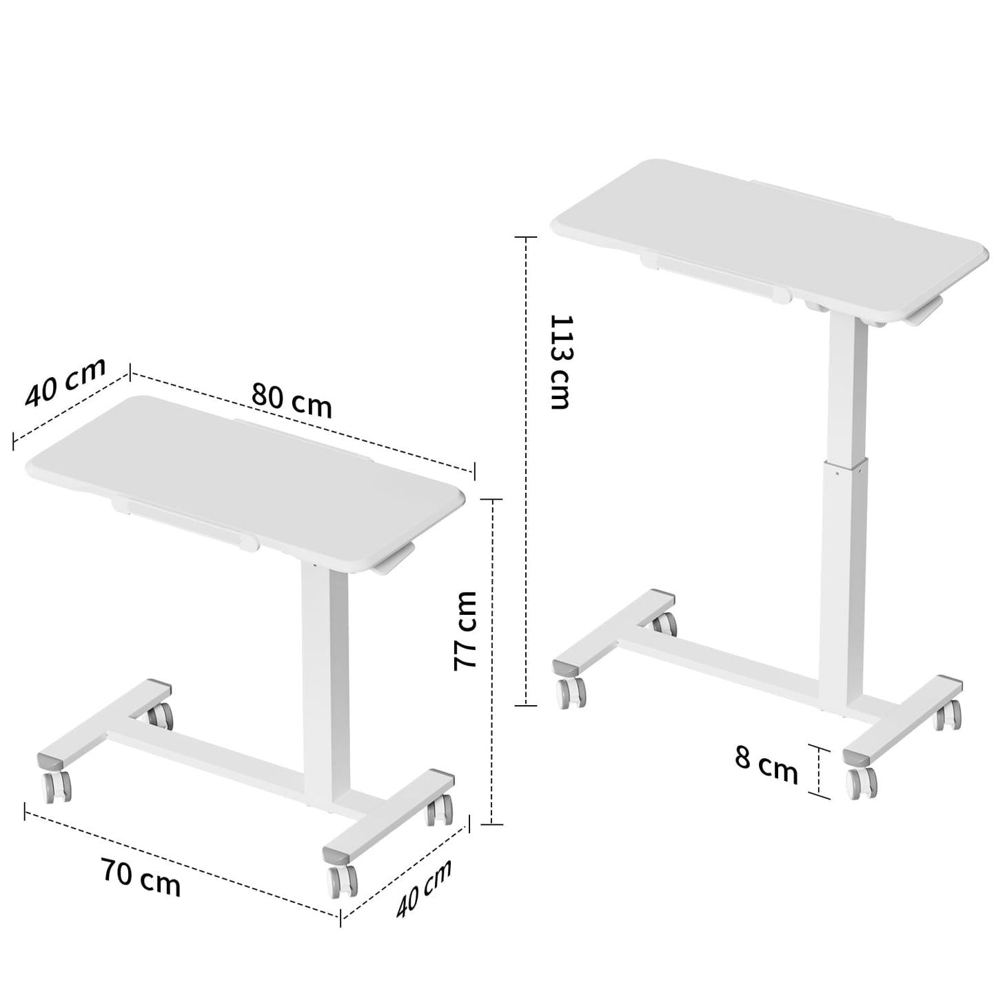 M1 Pro Rolltisch mobiler Stehschreibtisch  180° neigbar Nachttisch tragbarer Computertisch