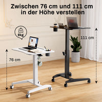 M2 Höhenverstellbarer Schreibtisch pneumatischer Computertisch mit Rollen und Haken