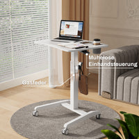 M2 Höhenverstellbarer Schreibtisch pneumatischer Computertisch mit Rollen und Haken